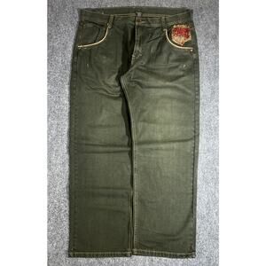 Y2K Baggy Imperious Lost Souls Jeans Olive Green Jeans 40x32 Denim Distressed